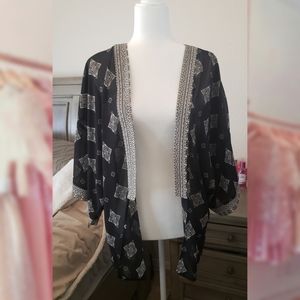 Printed Sheer Kimono Cardigan